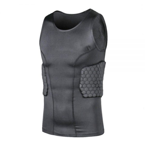 TUOY Men’s Padded Compression Shirt Protective Vest Shirt Rib Chest ...