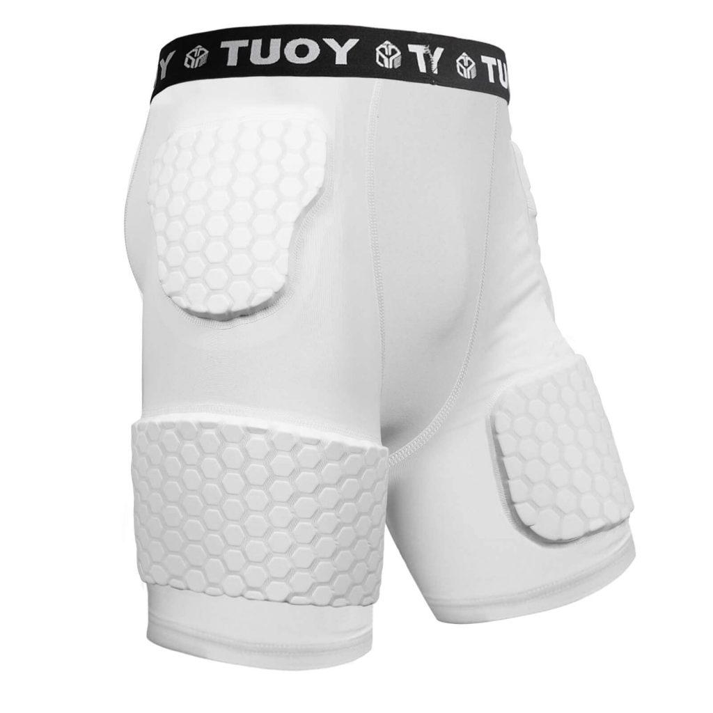 Tuoy Men’s Padded Compression Shorts Hip Protector Hip Tailbone Thigh Padding Girdle Tights